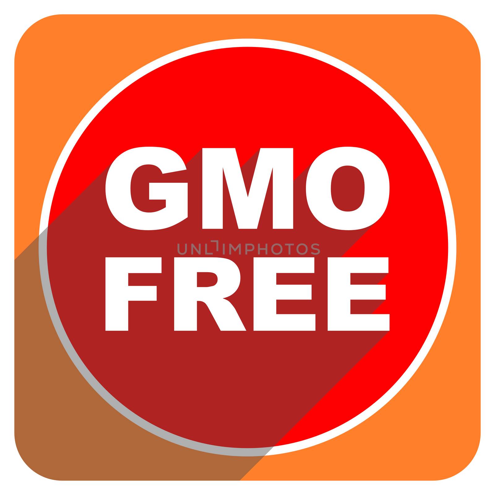 gmo free red flat icon isolated