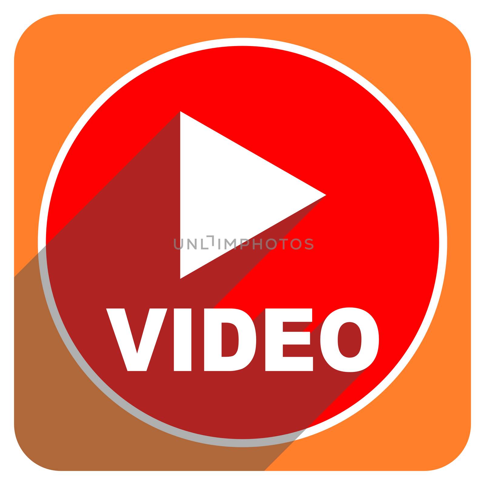 video red flat icon isolated