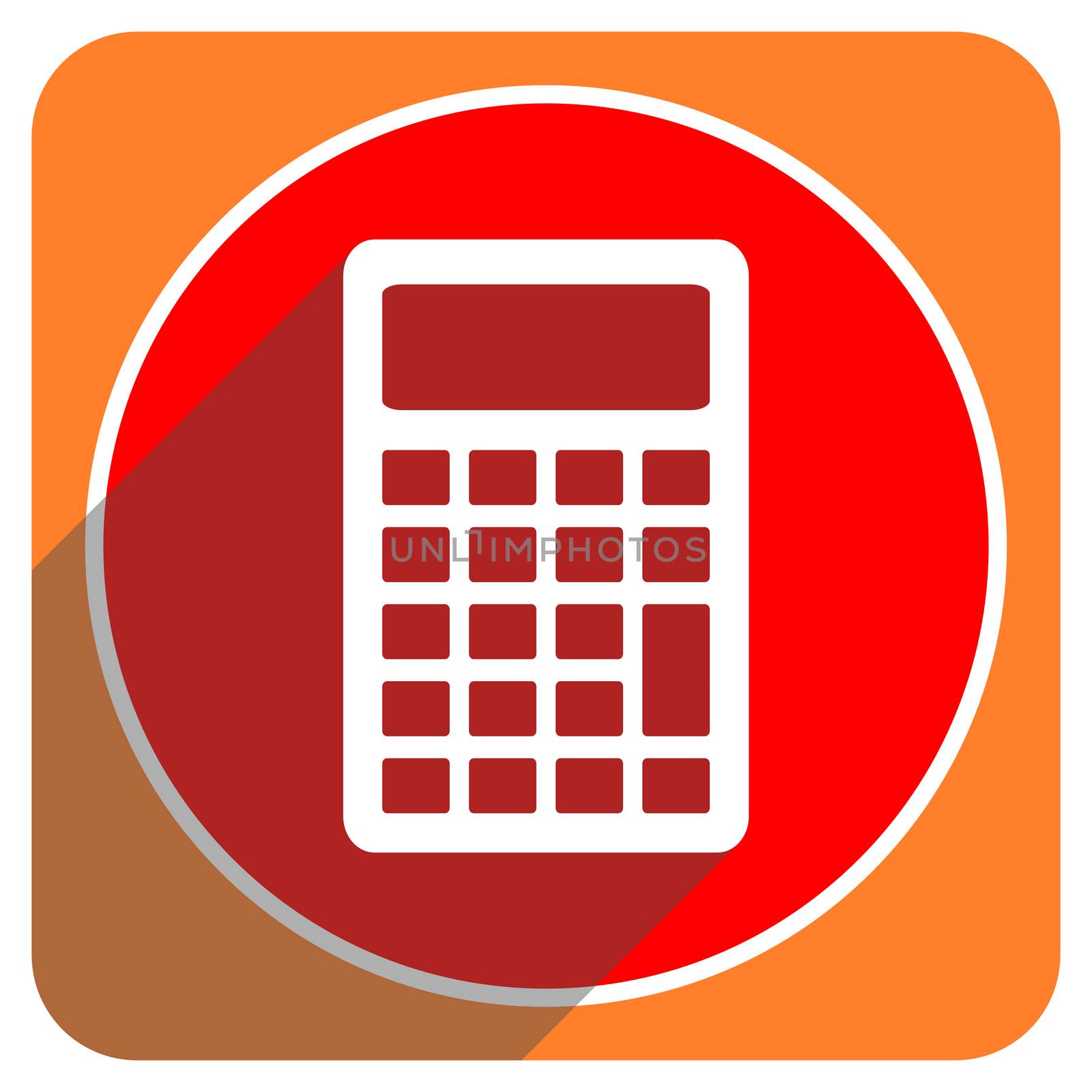 calculator red flat icon isolated
