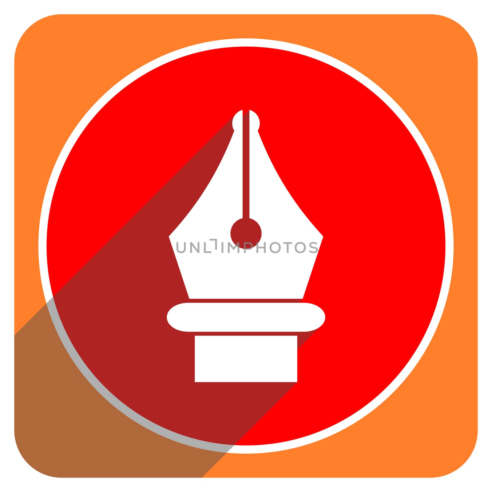 pen red flat icon isolated