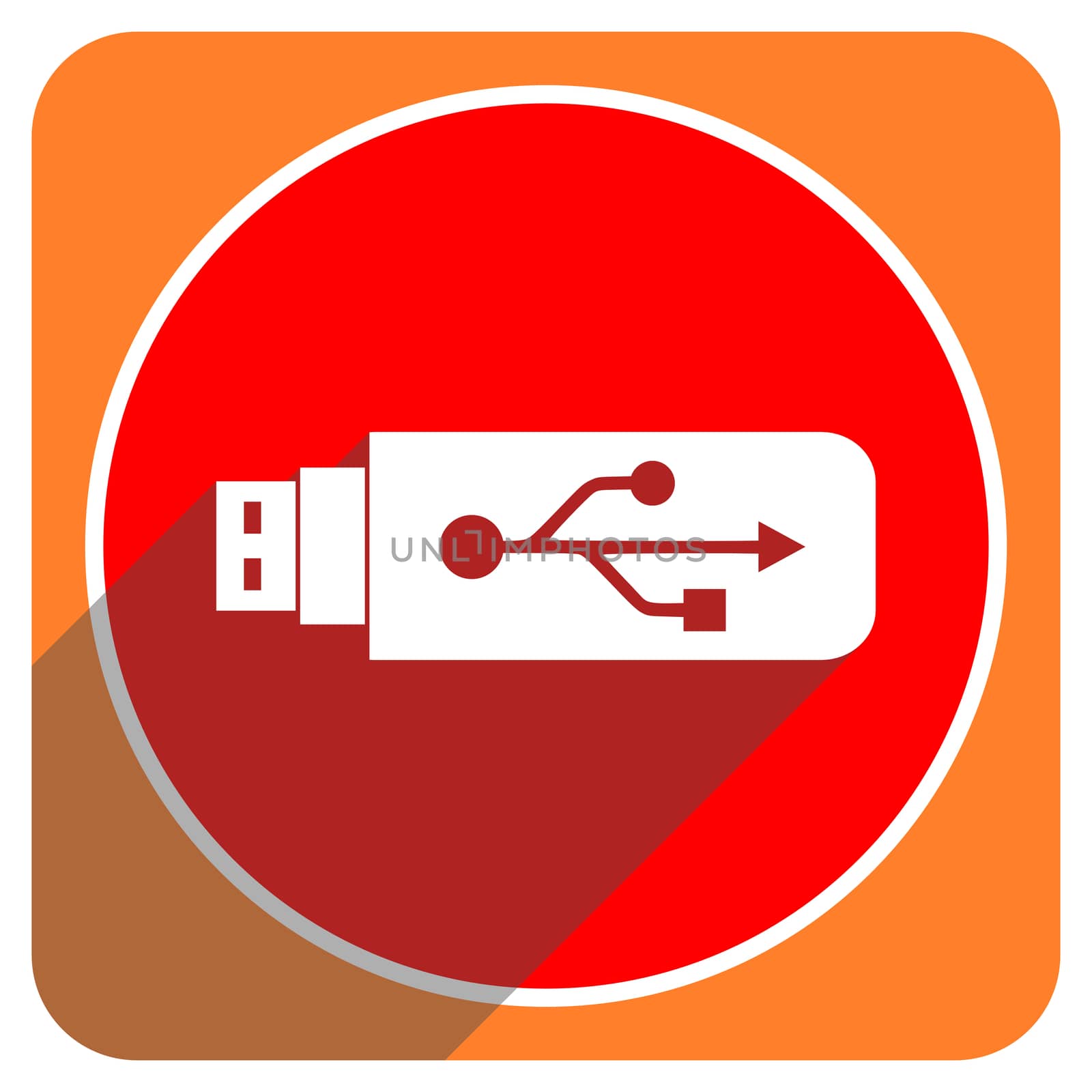 usb red flat icon isolated by alexwhite