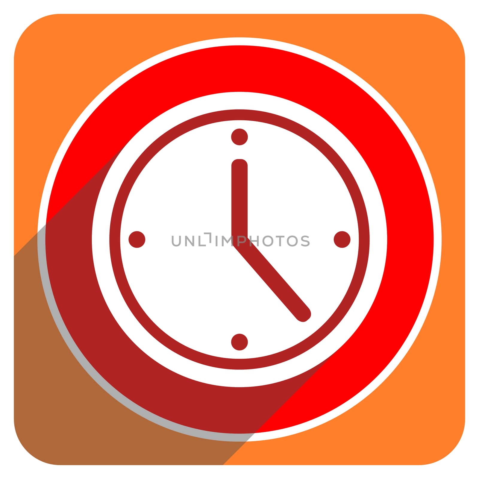 time red flat icon isolated