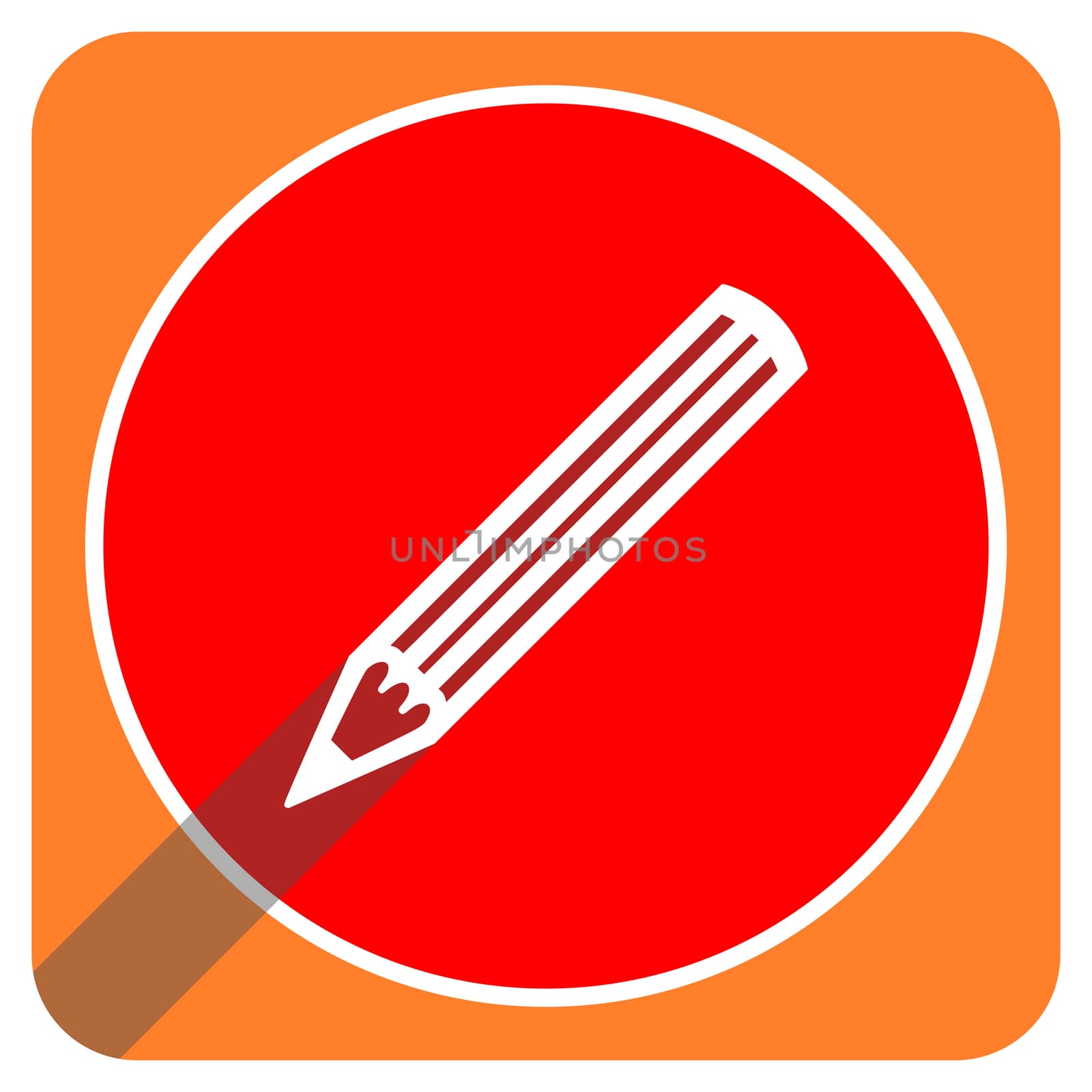 pencil red flat icon isolated by alexwhite