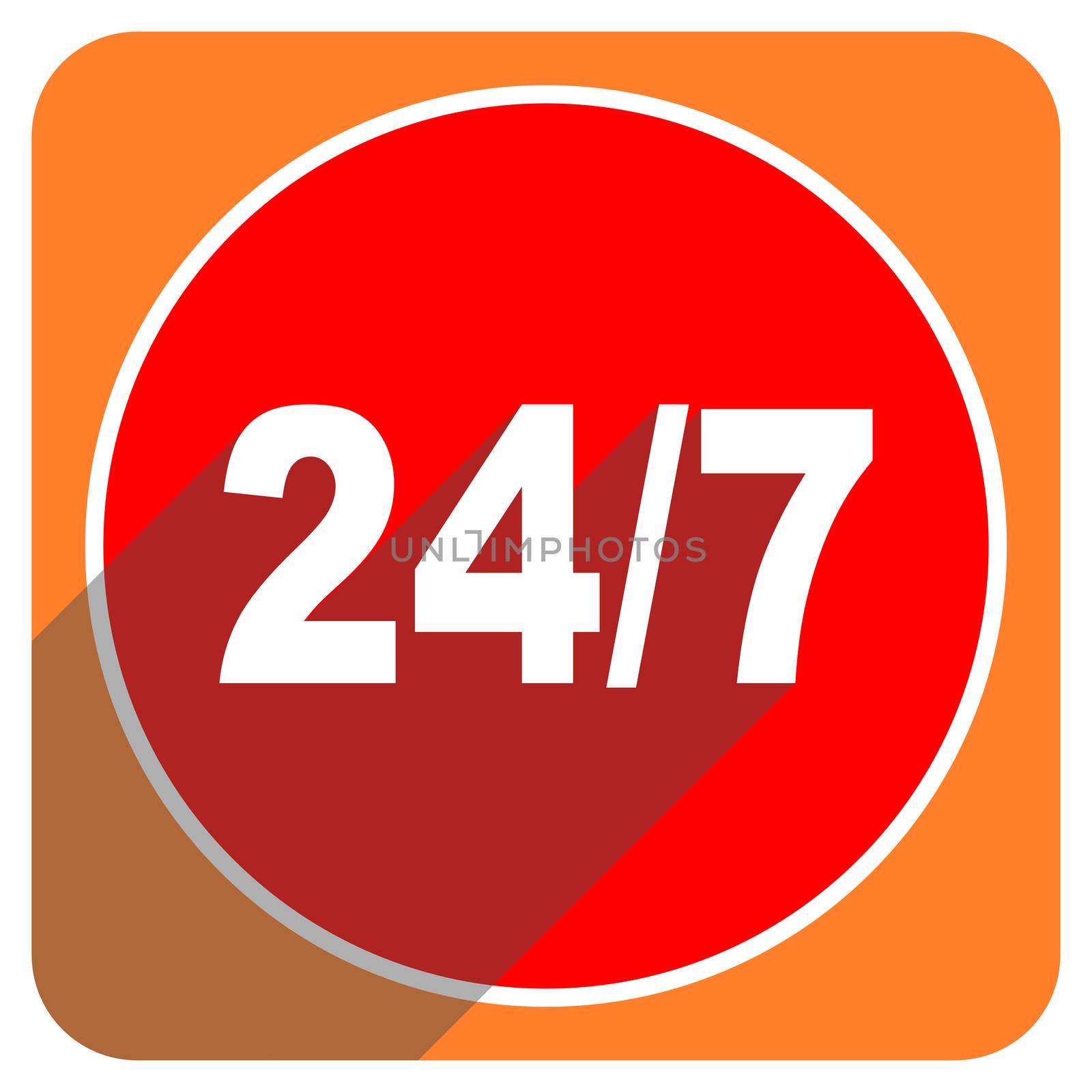 24/7 red flat icon isolated by alexwhite