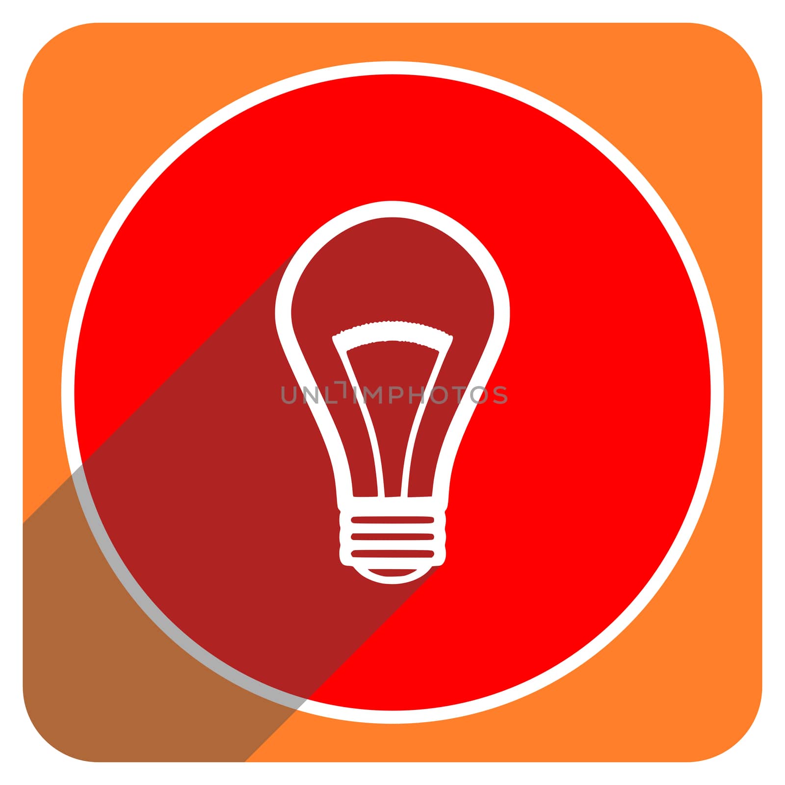 bulb red flat icon isolated