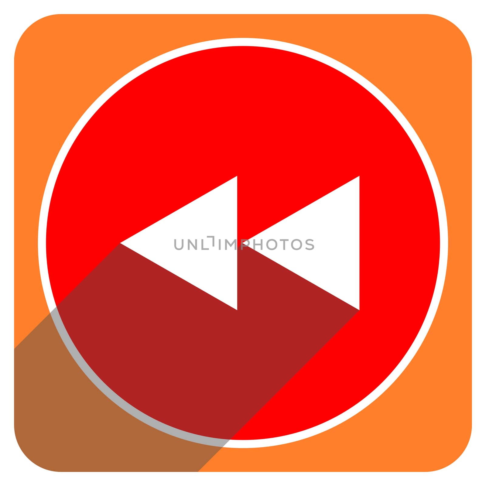 rewind red flat icon isolated