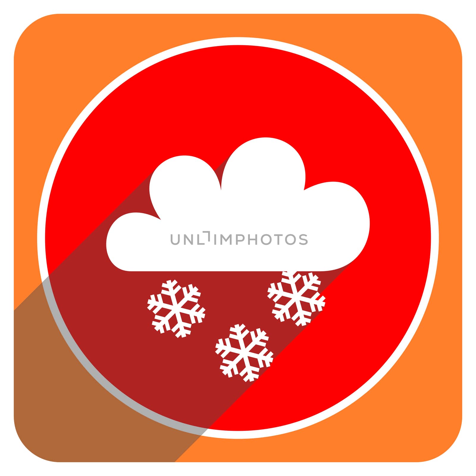 snowing red flat icon isolated