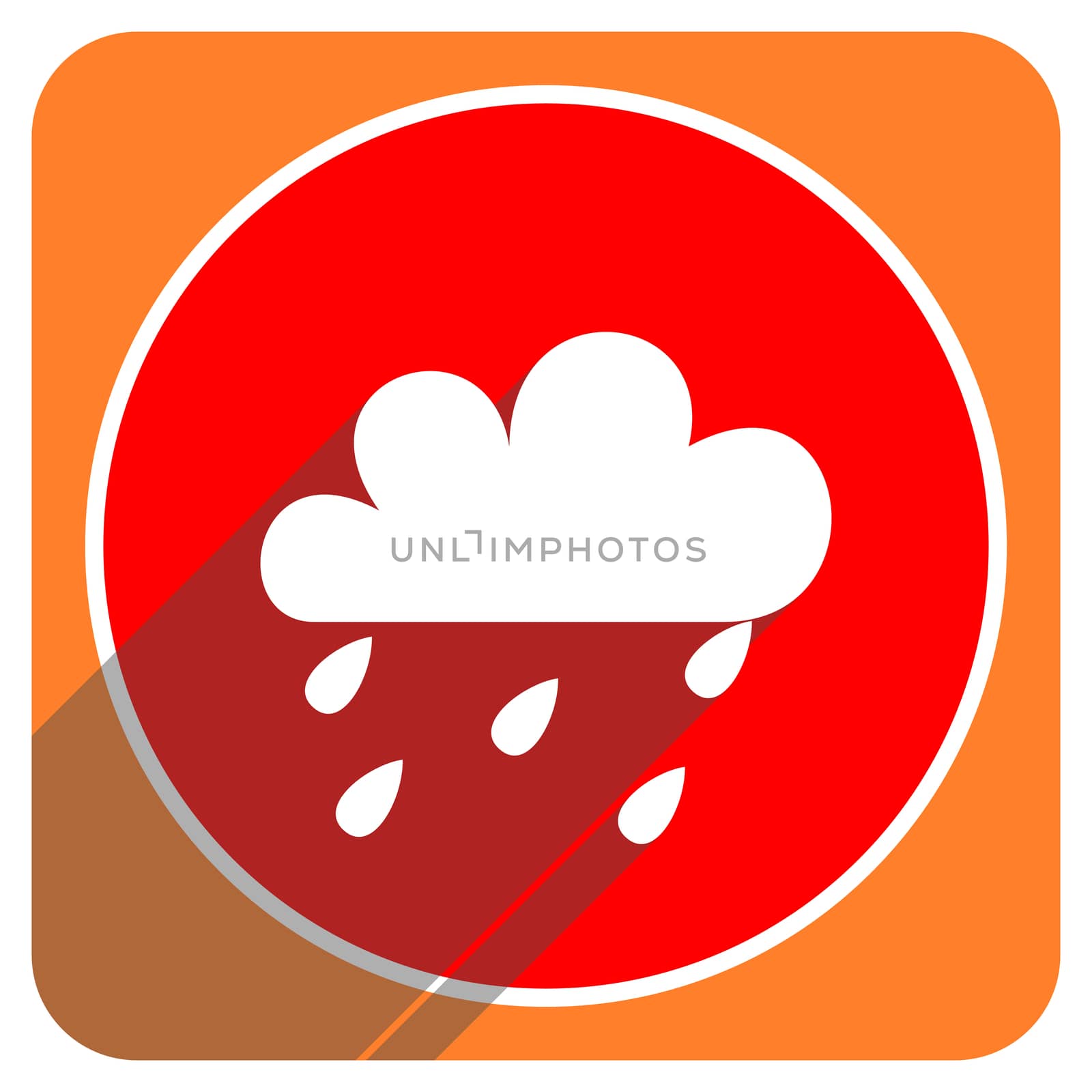 rain red flat icon isolated