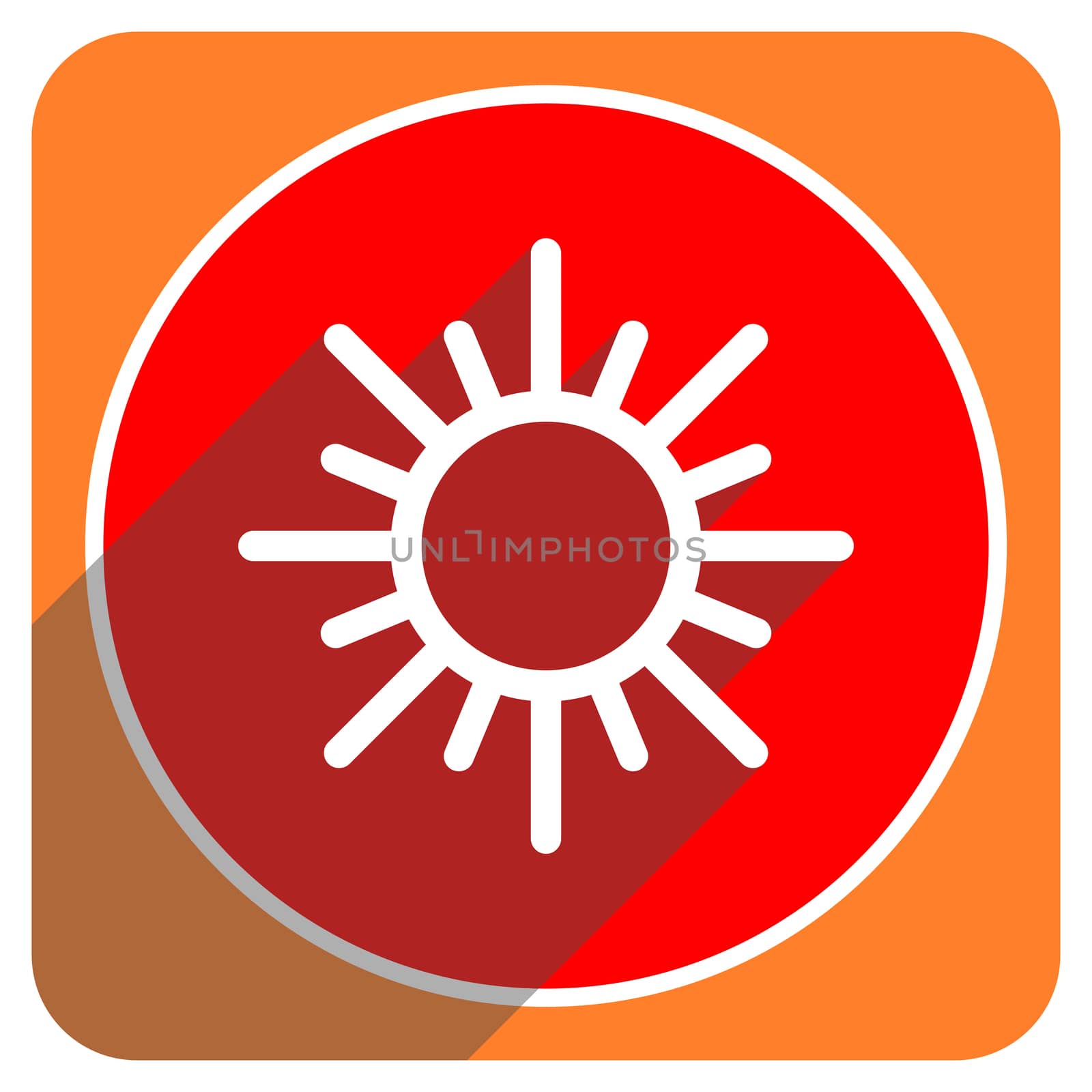 sun red flat icon isolated
