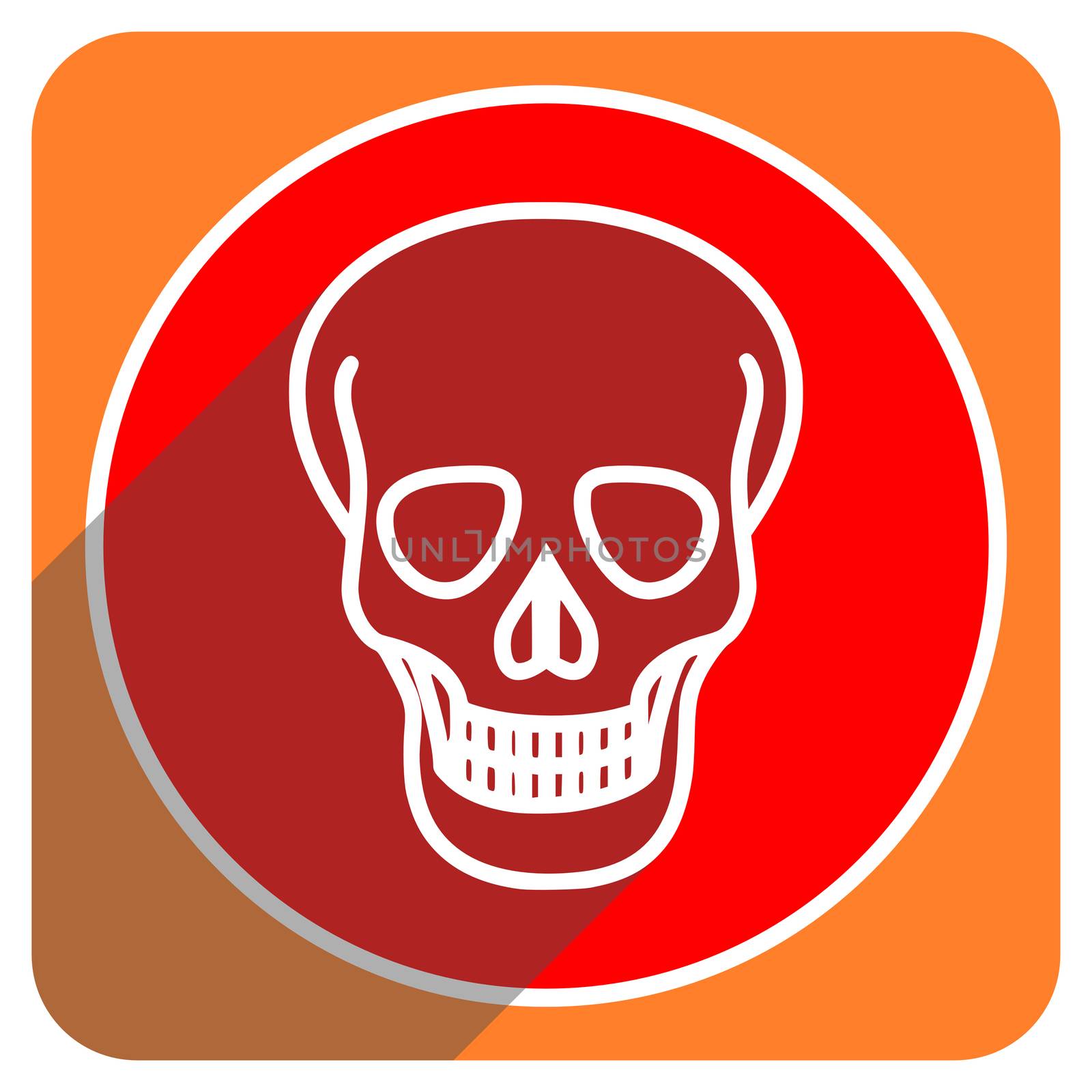 skull red flat icon isolated by alexwhite