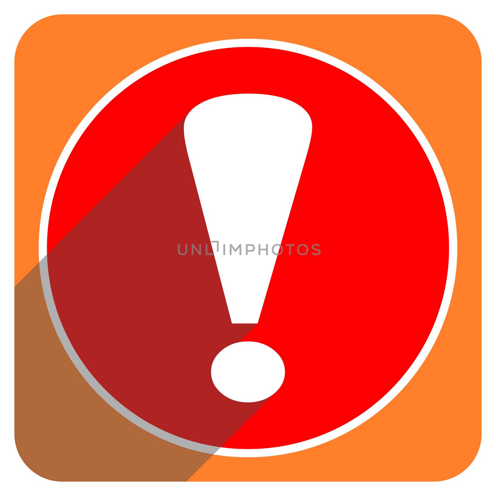 exclamation sign red flat icon isolated