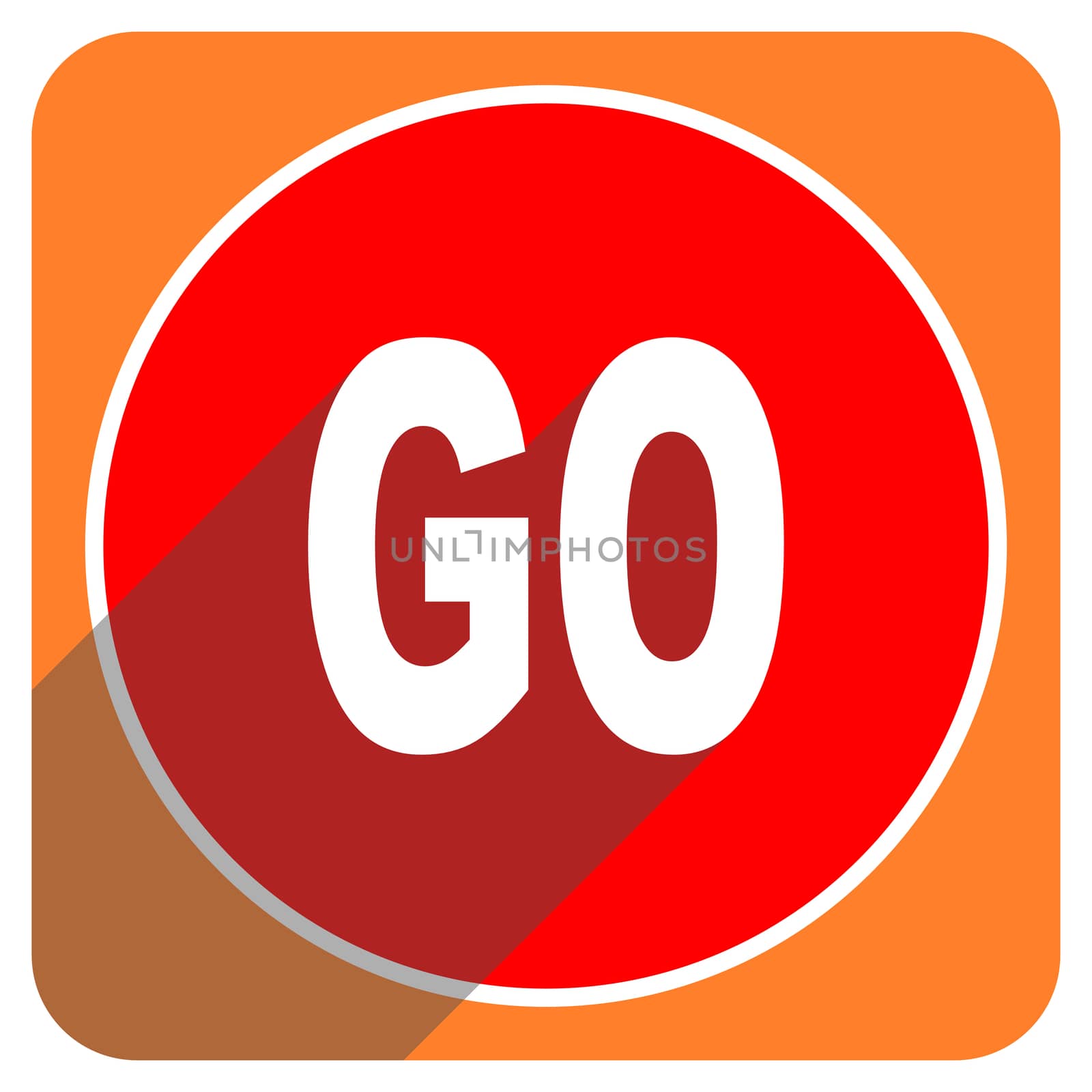 go red flat icon isolated