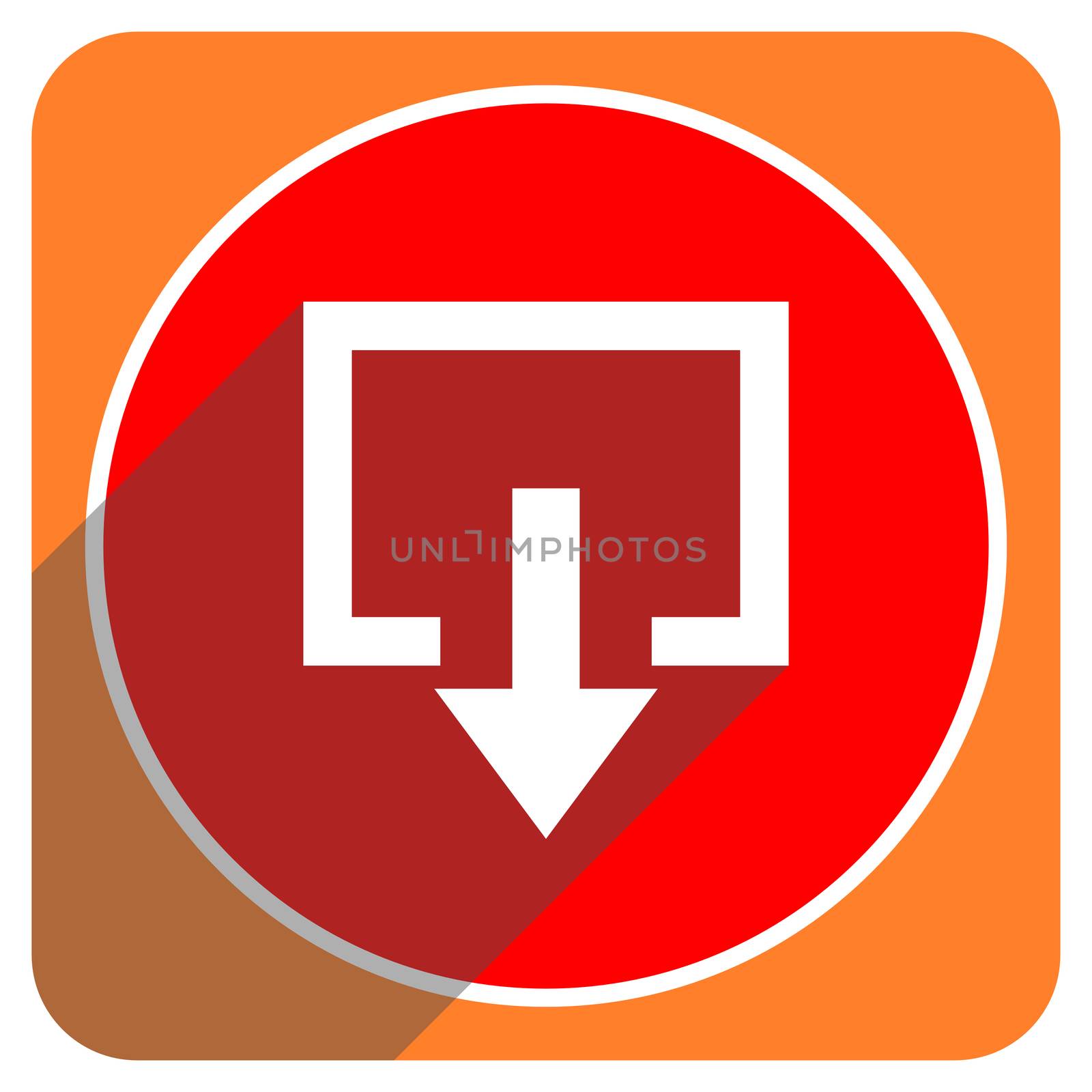 exit red flat icon isolated