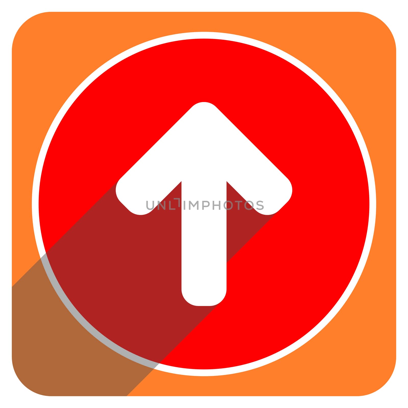 up arrow red flat icon isolated