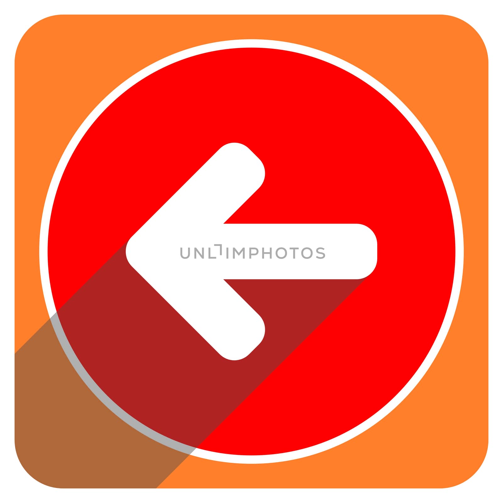 left arrow red flat icon isolated