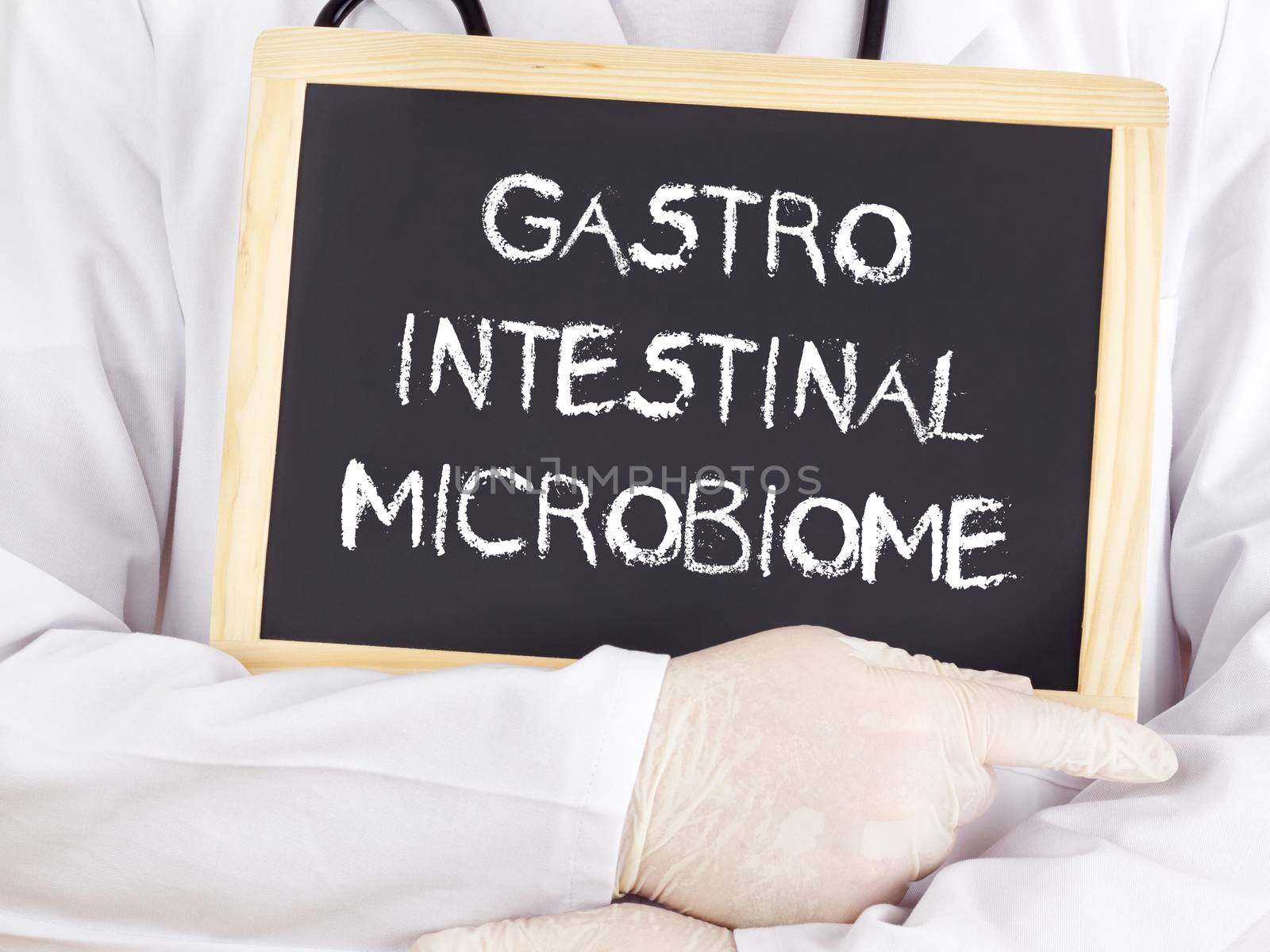 Doctor shows information: gastrointestinal microbiome