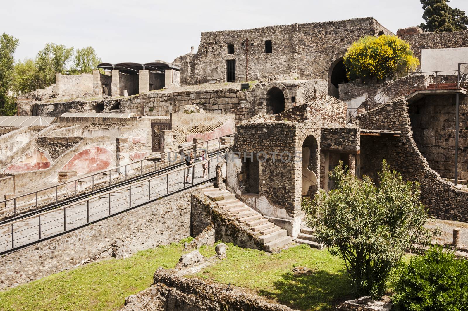 POMPEI APRIL 28: view of the Roman archeologic ruins of the lost city of Pompeii on April 28, 2013 in Pompeii, Italy