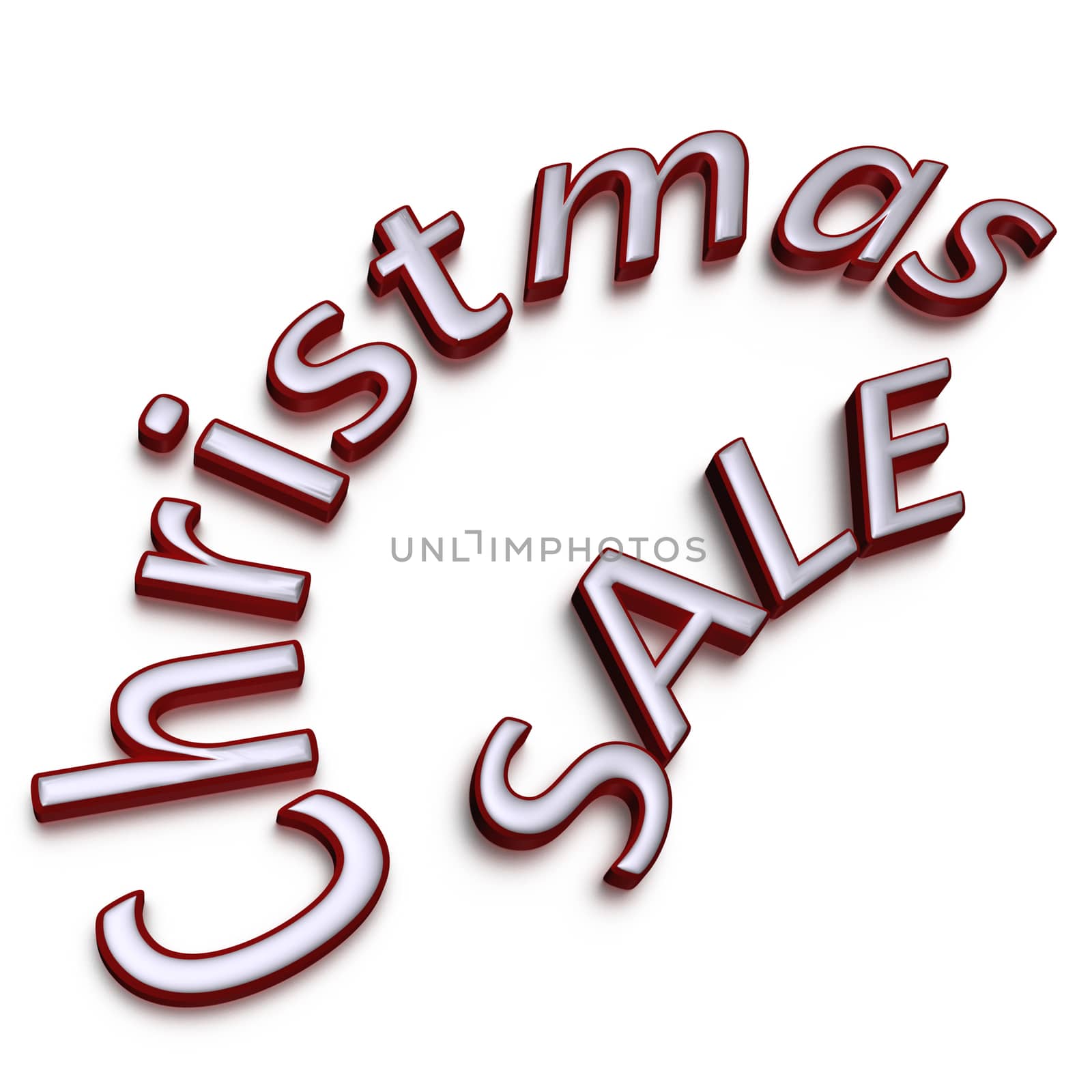 Glossy three-dimensional inscription Christmas Sale as a sign.