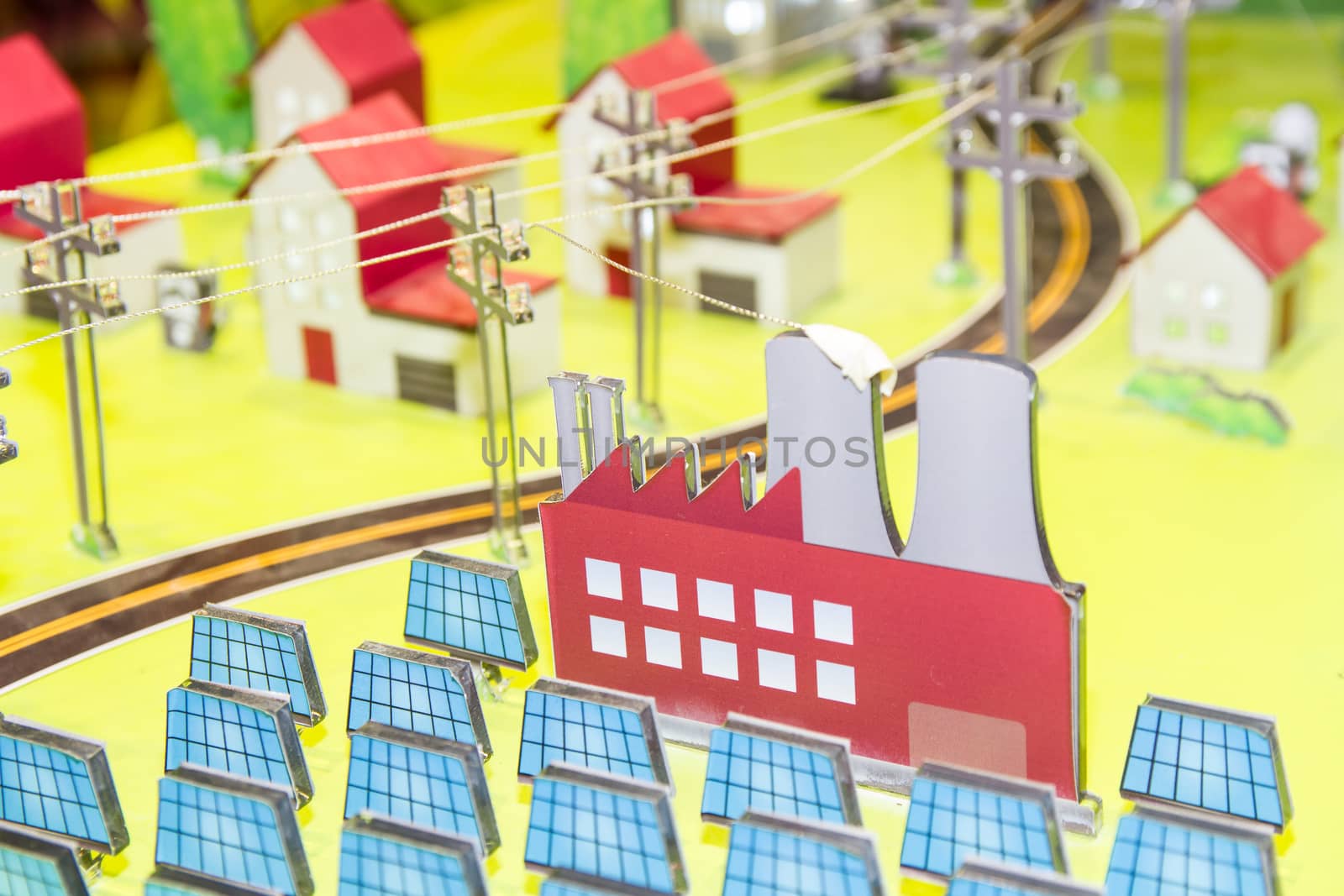 closeup view of miniature city made of paper