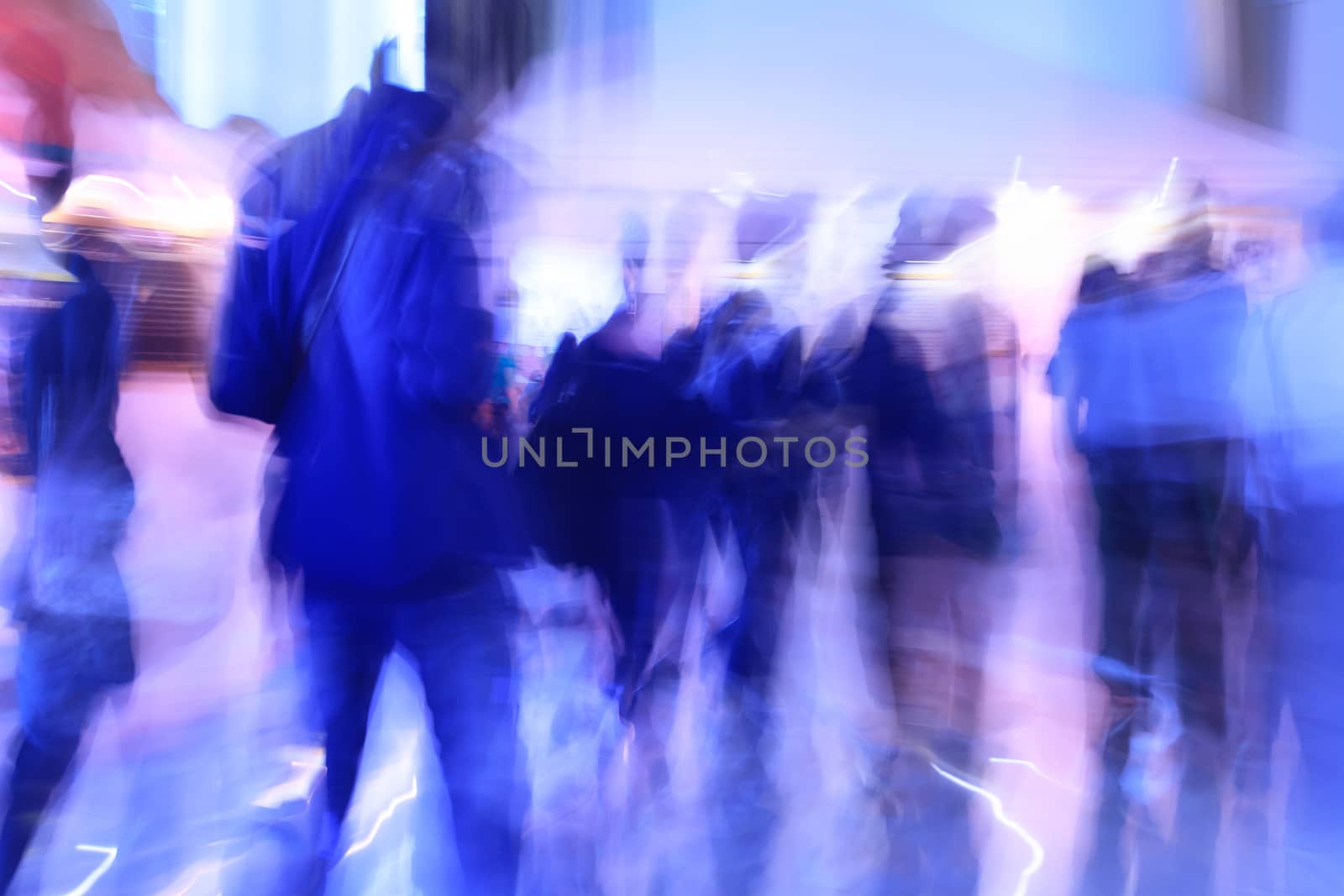 people walking in modern office, abstract blurred motion