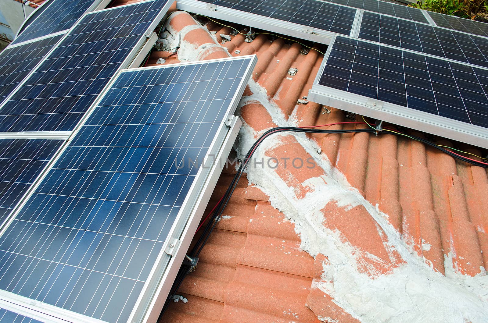 Solar panels on the house roof