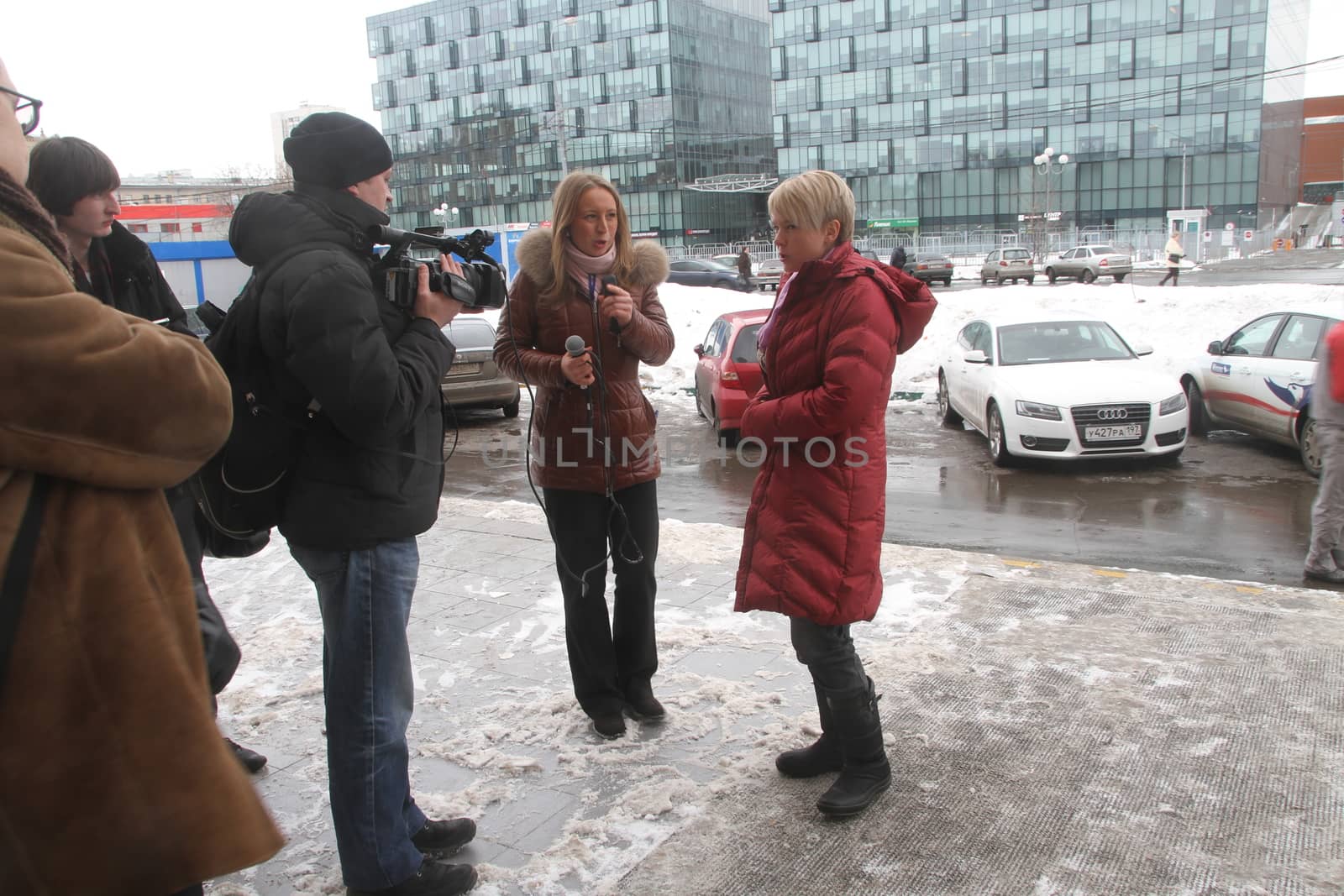 Moscow, Russia - March 4, 2012. Elections in Russia. Policies Evgeniya Chirikova during a chat with journalists about the results of the elections