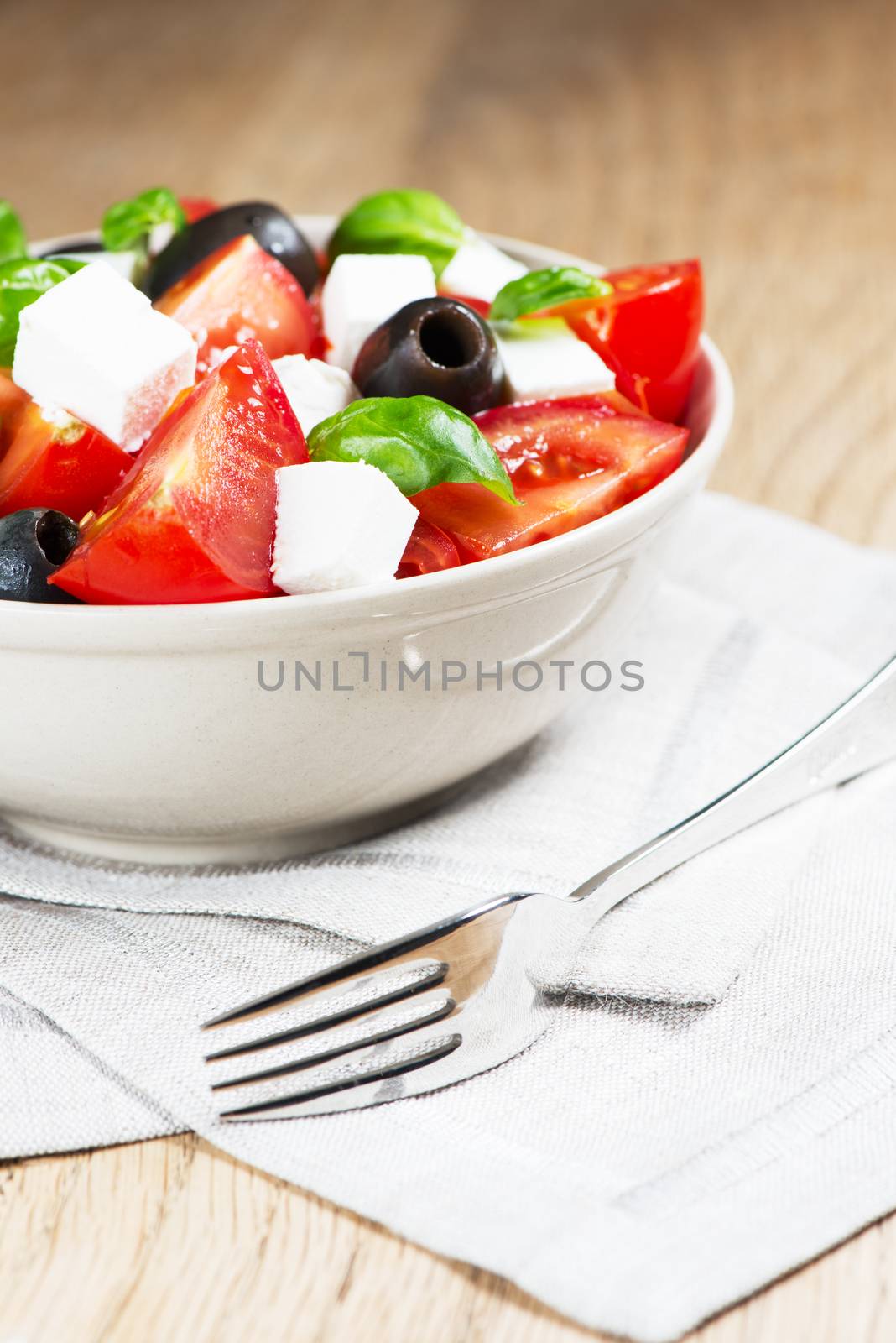 Greek salad in bowl
