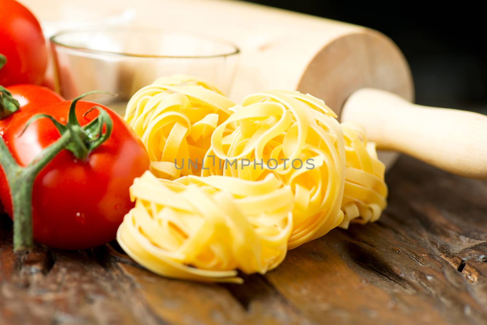 Set of ingredients for cooking healthy mediterranean dish on old wooden table