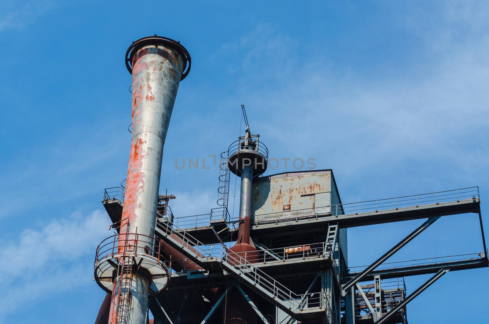 Landscape Park Duisburg Nord, the former blast furnace in Duisburg Gemany was closed in 1985. 
The old industrial site was opened to the public. 
Consisting of three blast furnaces and various industrial buildings.
Images courtesy of the Press Office.
View of blast furnace.


