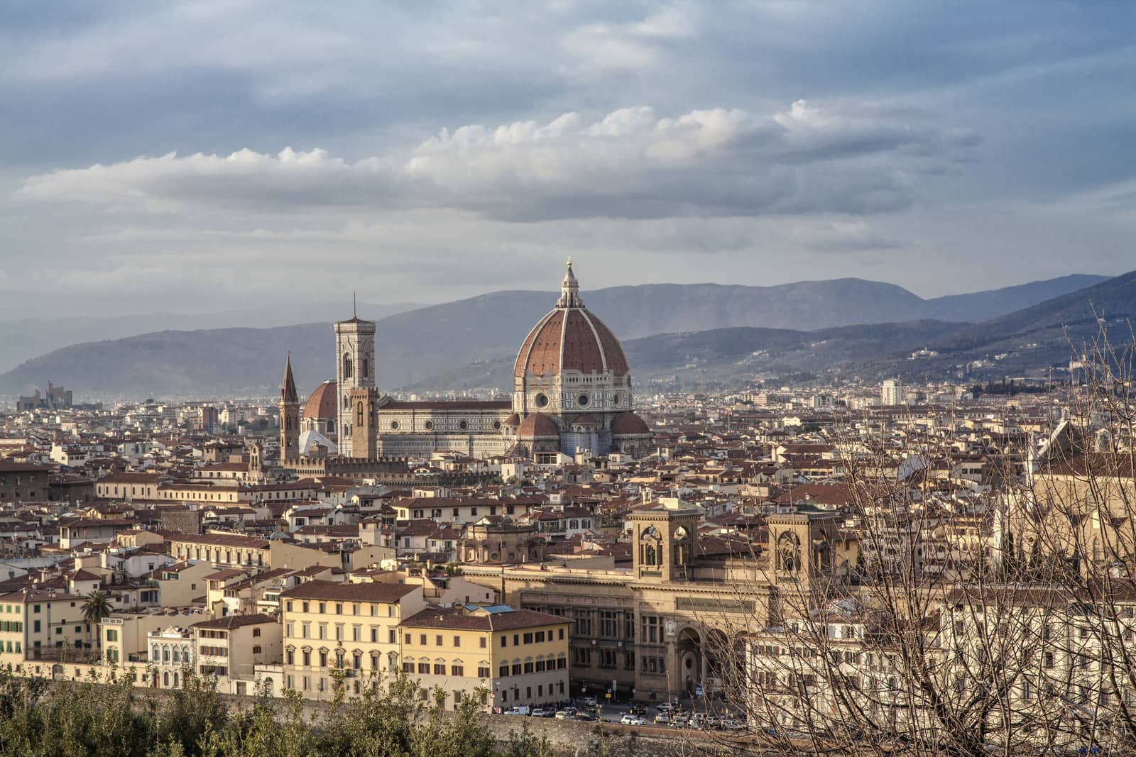 Aerial view of Florence, Cathedral Santa Maria del Fiore, Italy