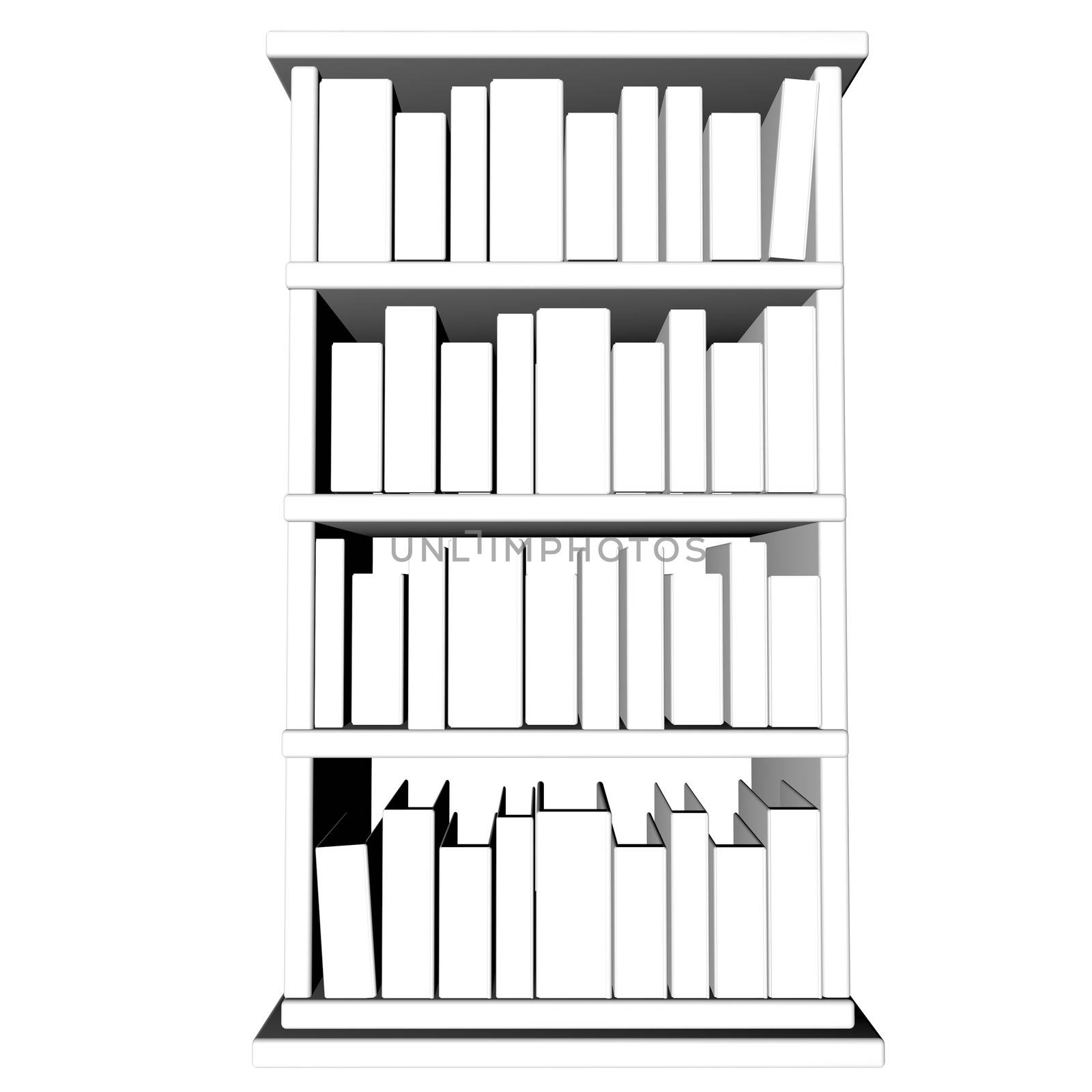 White library isolated over white, 3d render