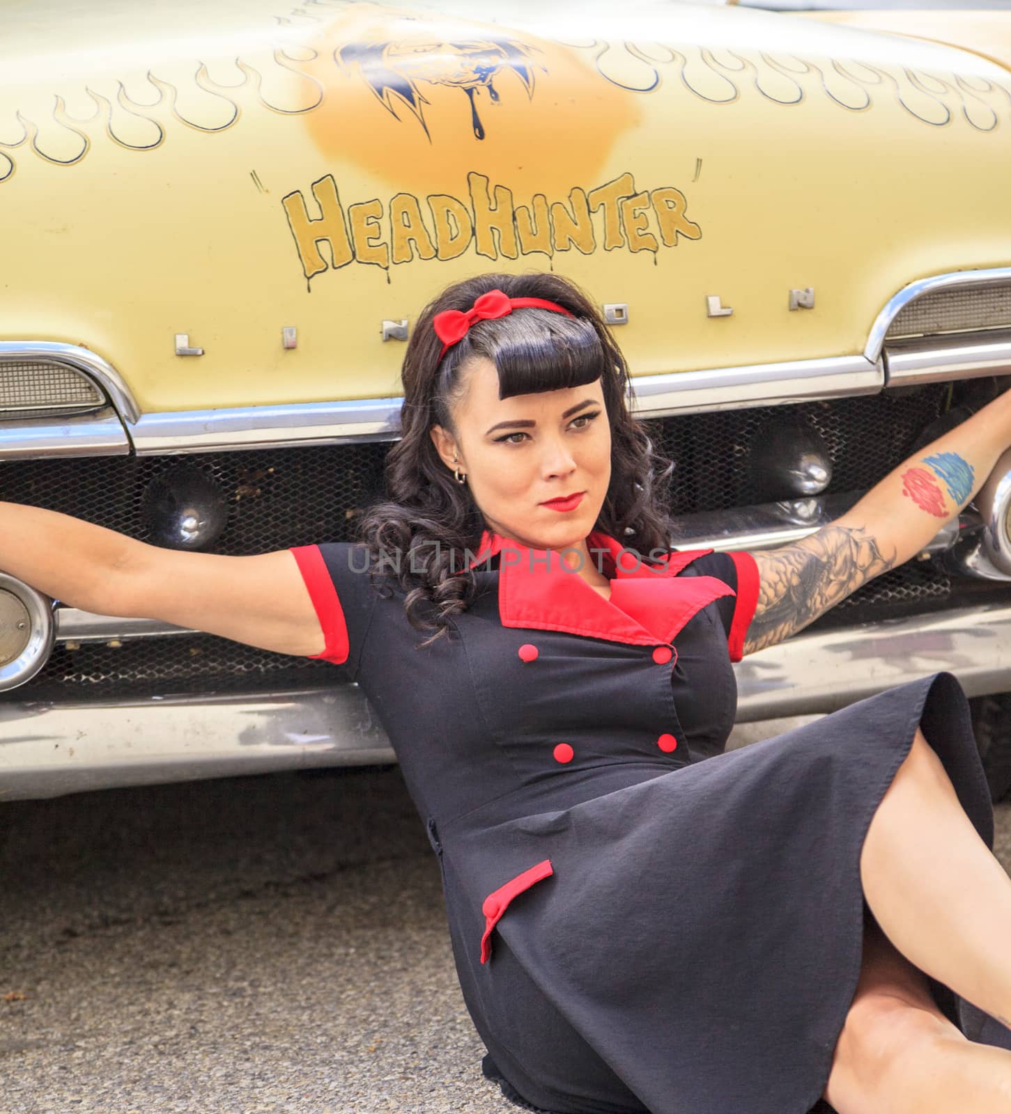 THORNCLIFF CALGARY CANADA, SEPT 13 2014: The annual Show and Shine with Pin Up Girls "Cars before 1964"