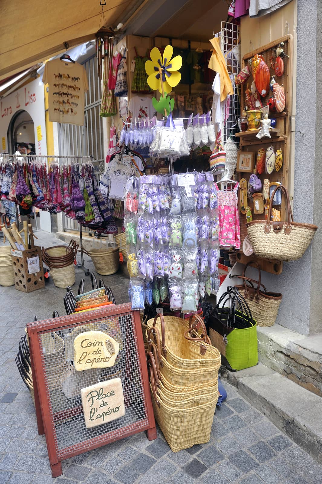 Anduze shop of handicrafts and souvenirs such as small bags of lavender