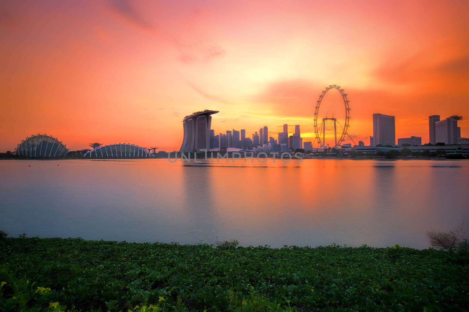 Singapore Skyline at sunset by kjorgen