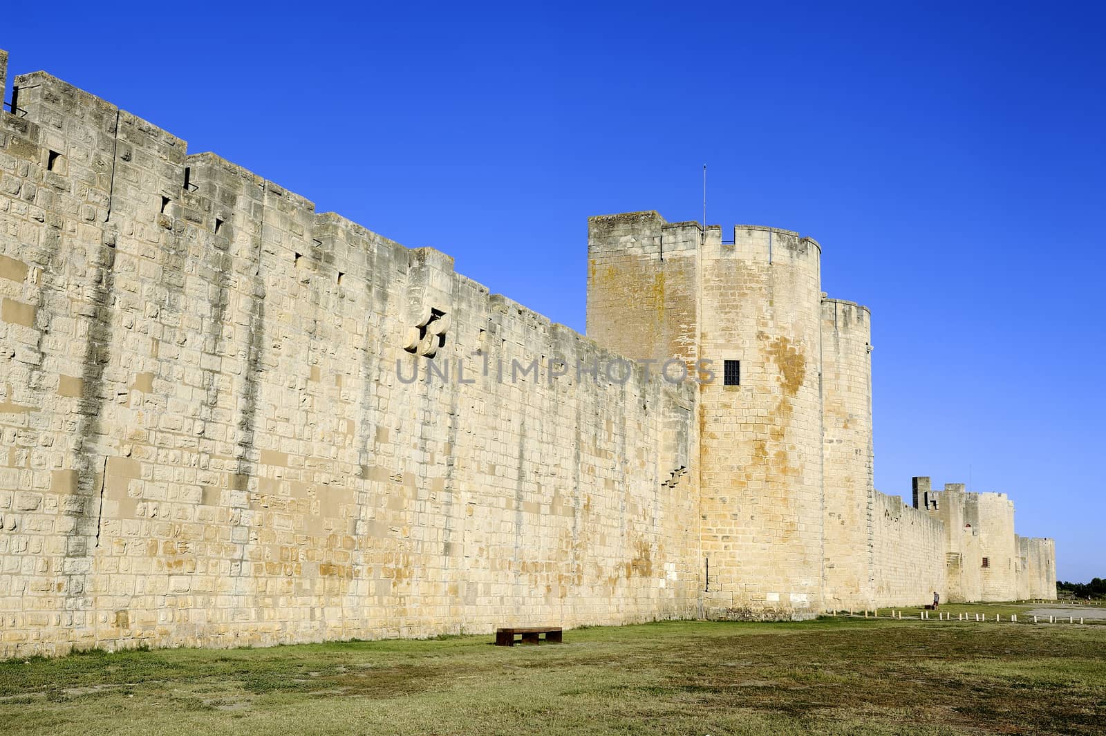 the ramparts of Aigues-Mortes medieval walled city in the Camargue in the south-east of France.
