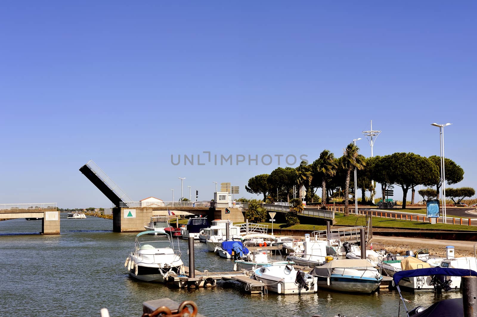 Lift Bridge at Grau-du-Roi, French Camargue town in south-eastern France