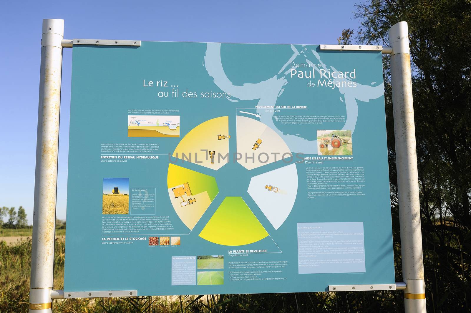 Signaling on the way Vaccar�s Camargue explaining hikers rice cultivation and the history of this local agriculture.