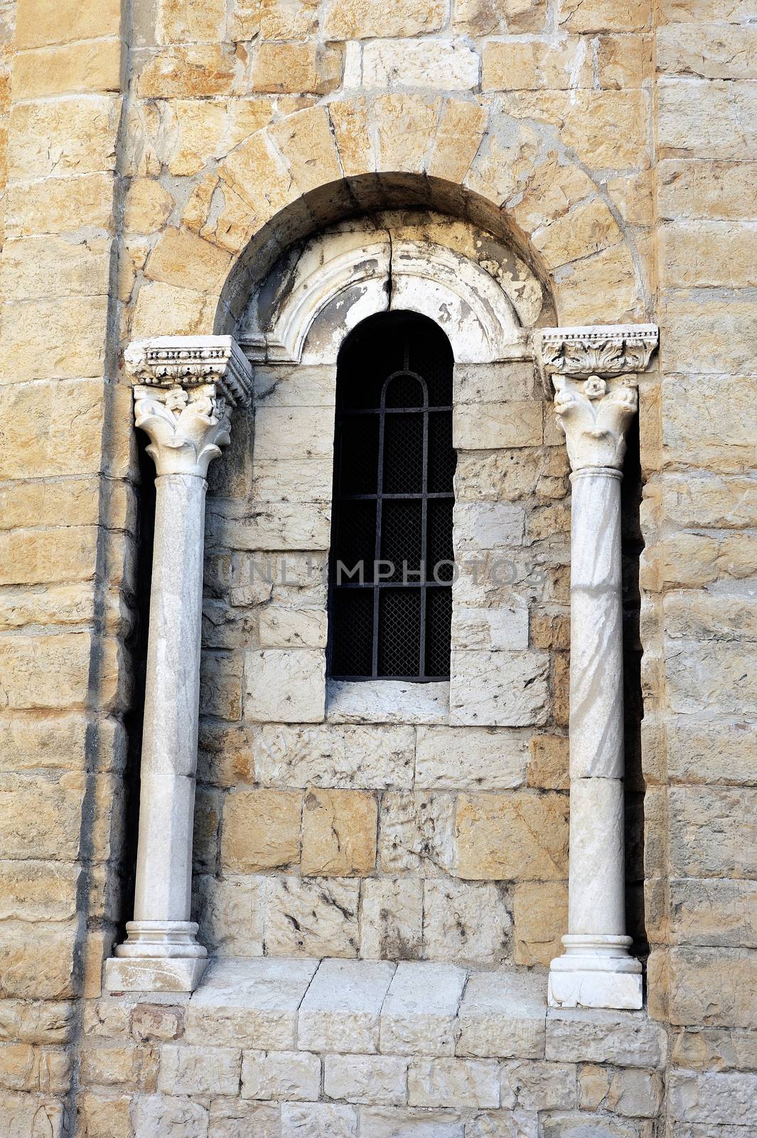 Architectural detail of the church of Saintes-Maries-de-la-Mer by gillespaire
