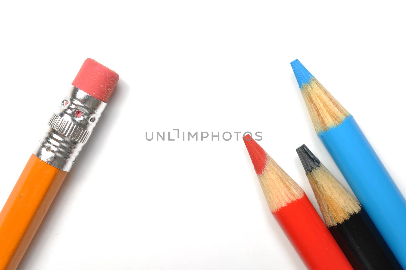 Colorful pen pattern on white background 