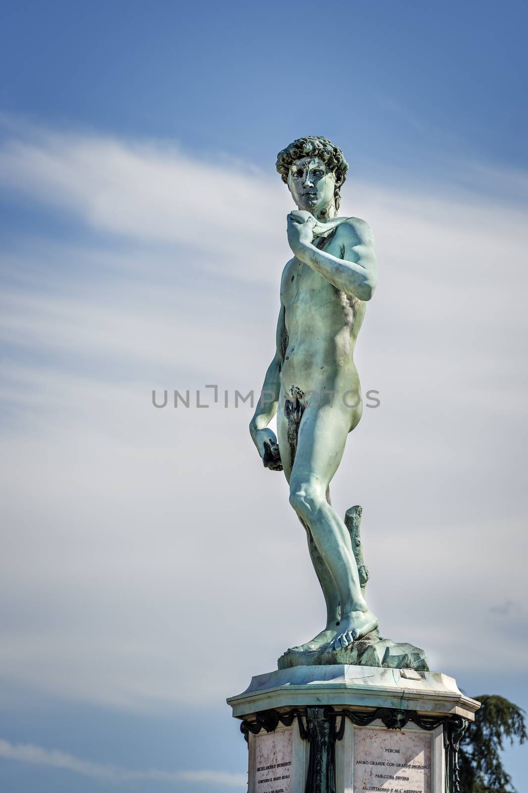 Image of statue David on Piazzale Michelangelo in Florence Italy