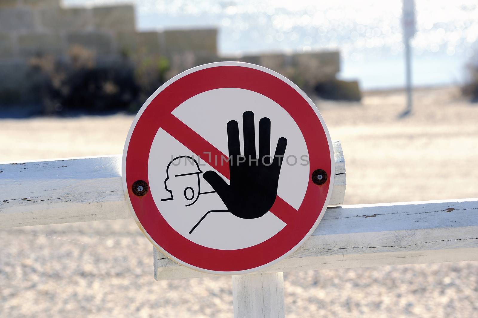 prohibition sign to advance further in protecting a hazard on a construction site