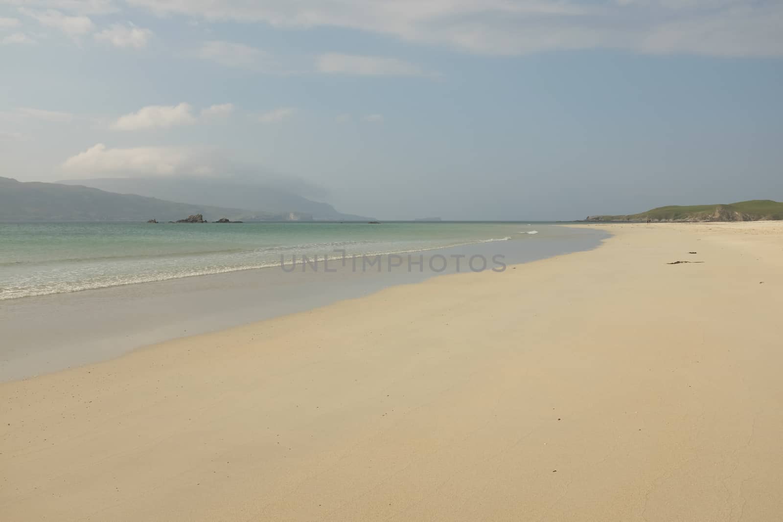 A view across the white sandy beach at Balnakeil, Durness, Sutherland, Scotland, UK.