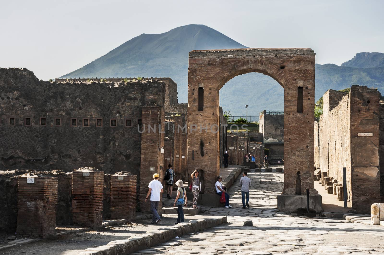 POMPEII - APRIL 28: Roman Market inside the archeologic ruins of Pompeii on April 28, 2013 in Pompeii, Italy