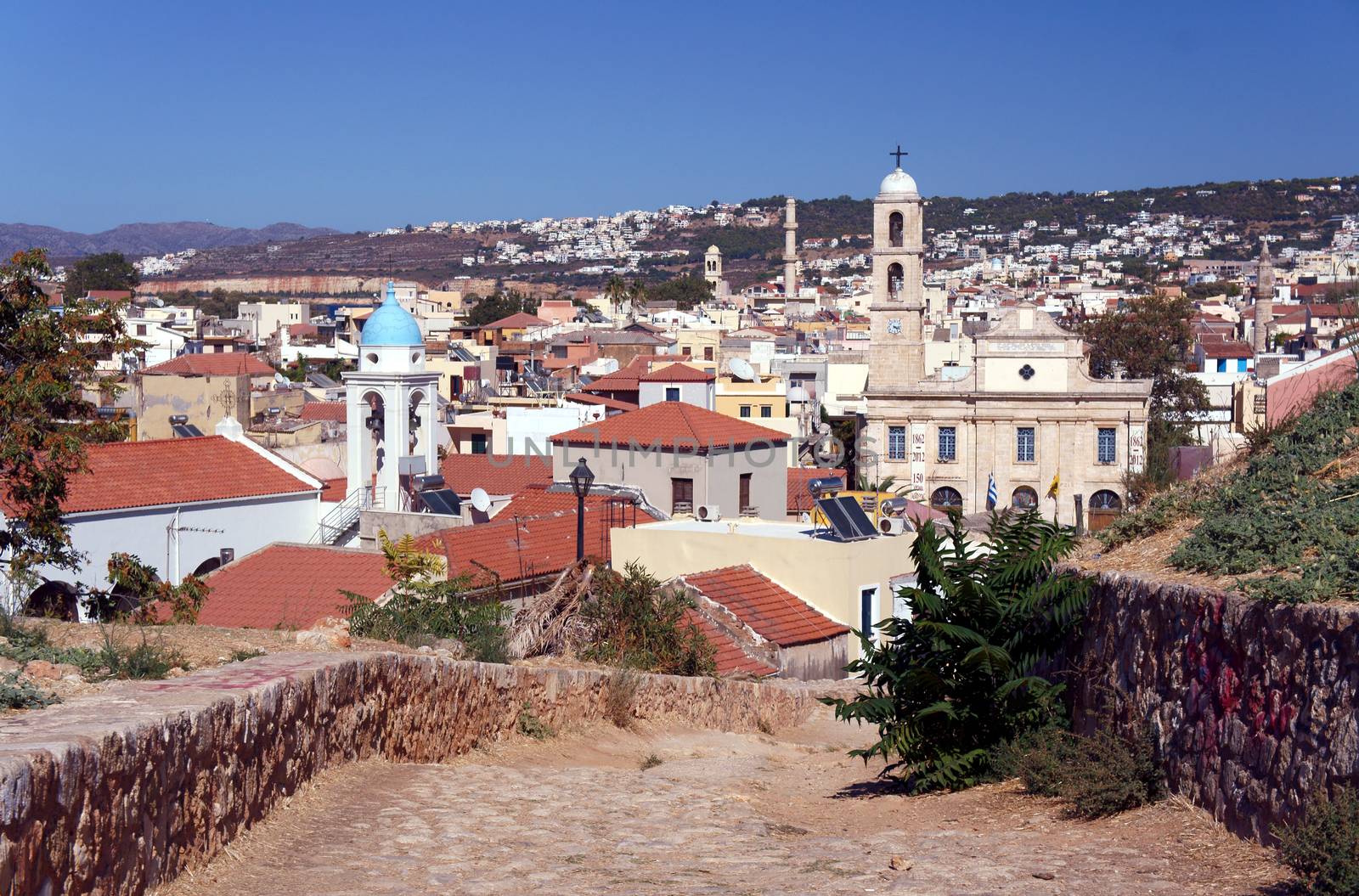 The towers of the old town of Chania, on the island of Crete