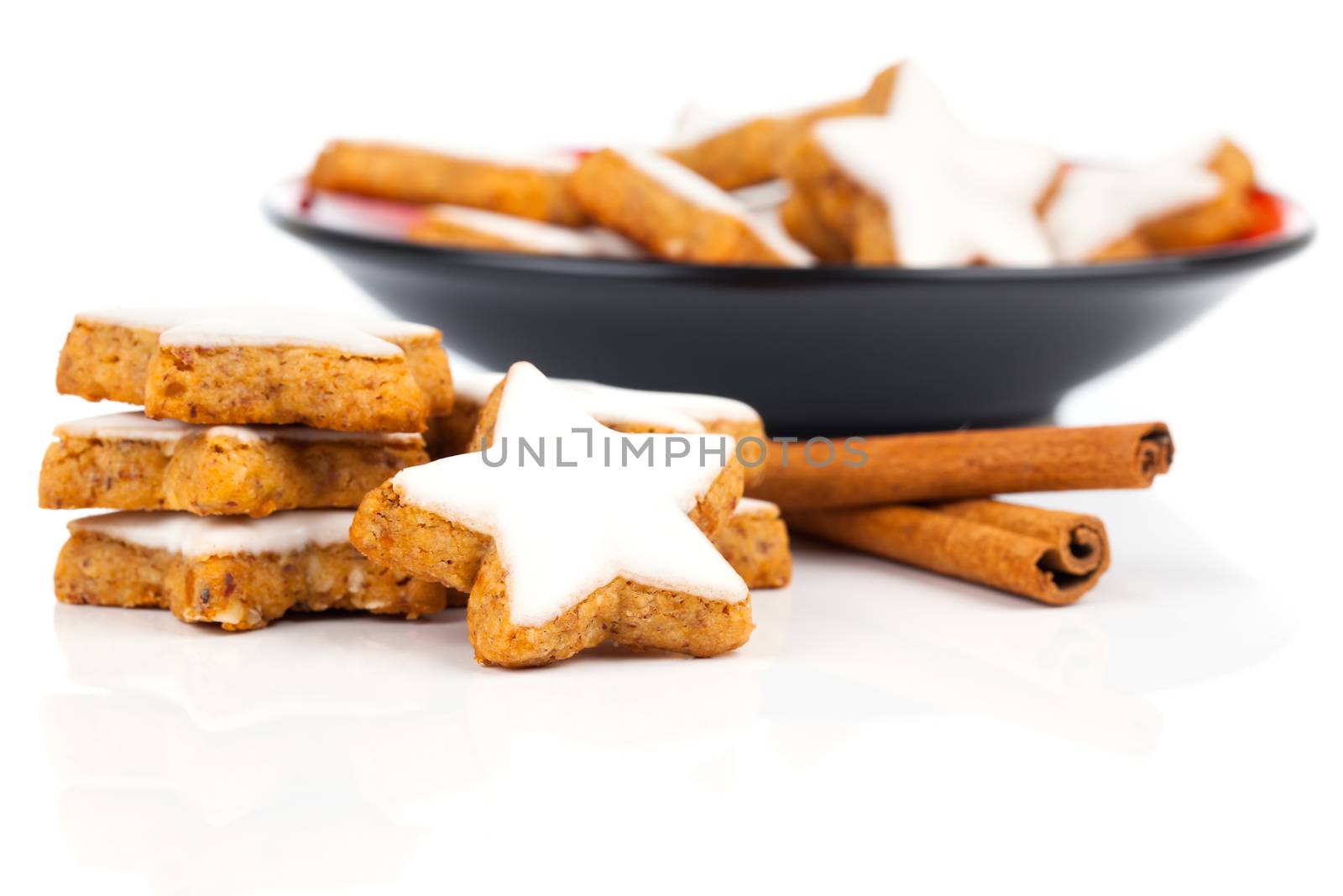 christmas cinnamon star cookies isolated on white