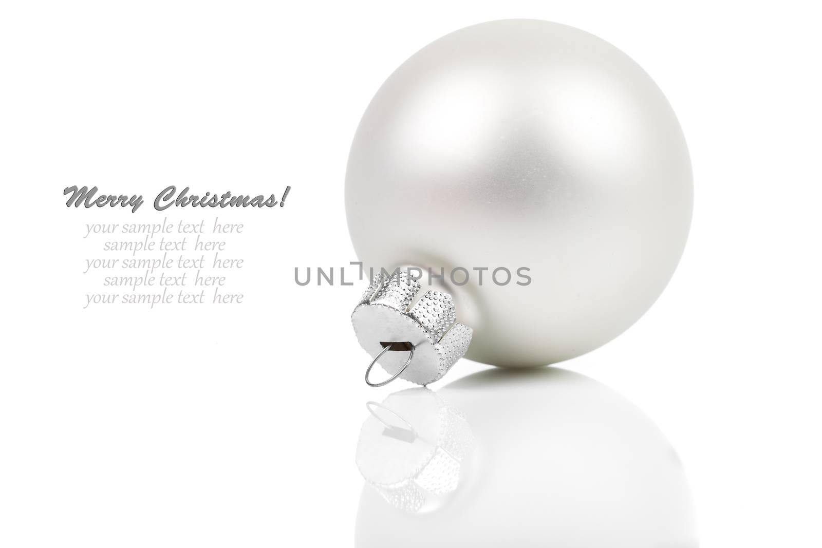White christmas bauble isolated on white background