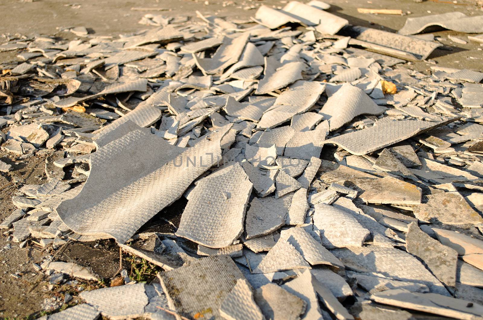 Debris construction site close up