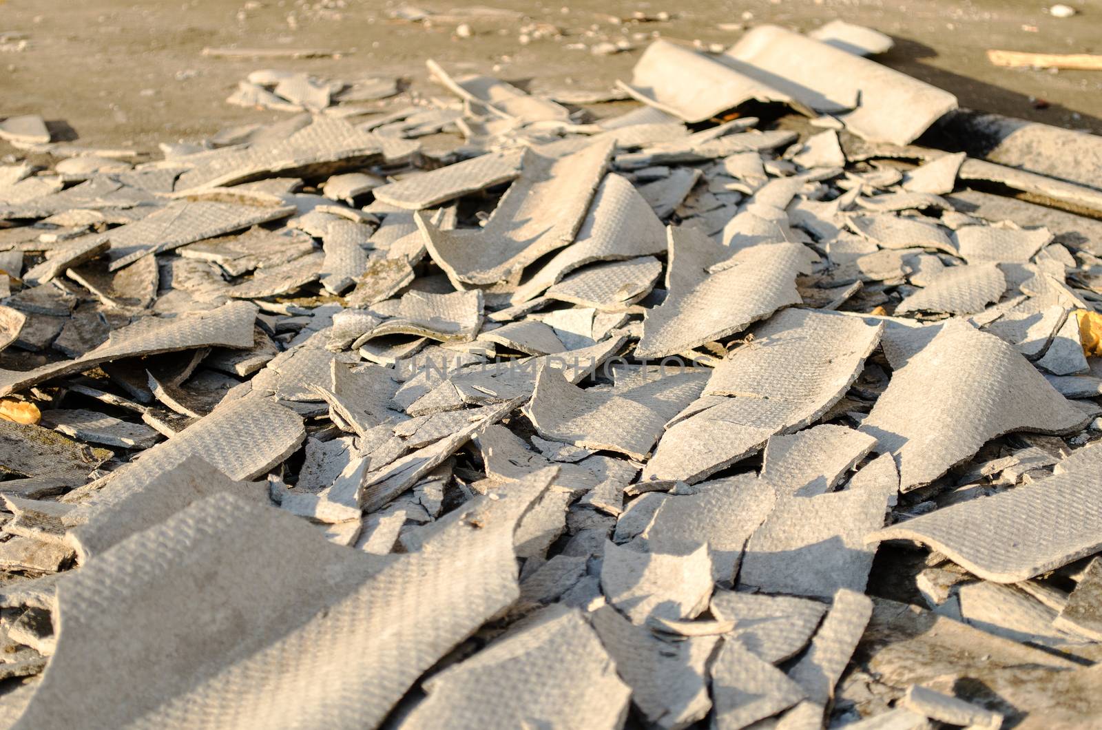 Debris construction site close up