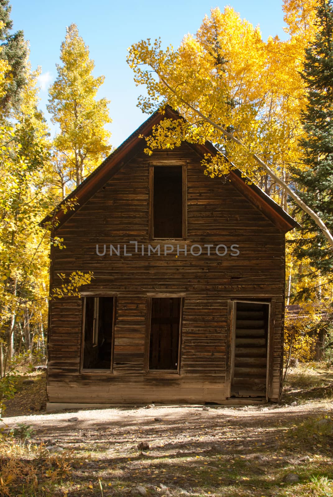 Wood cabin in Colorado mountains