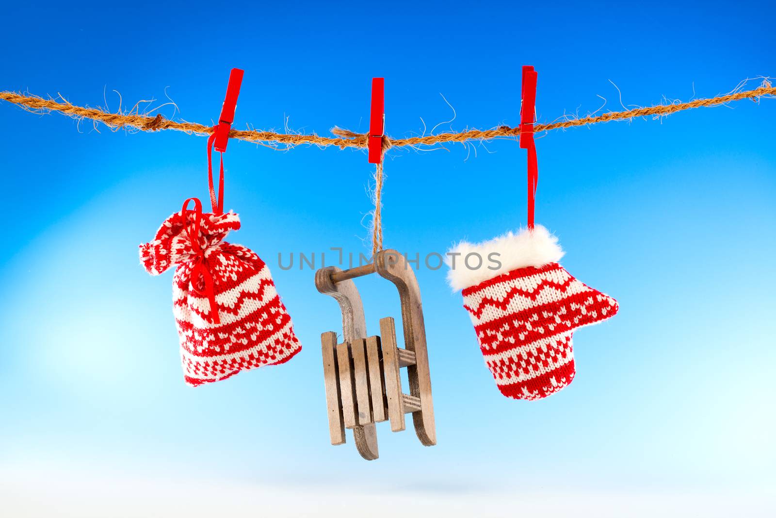 Christmas decoration over blue background